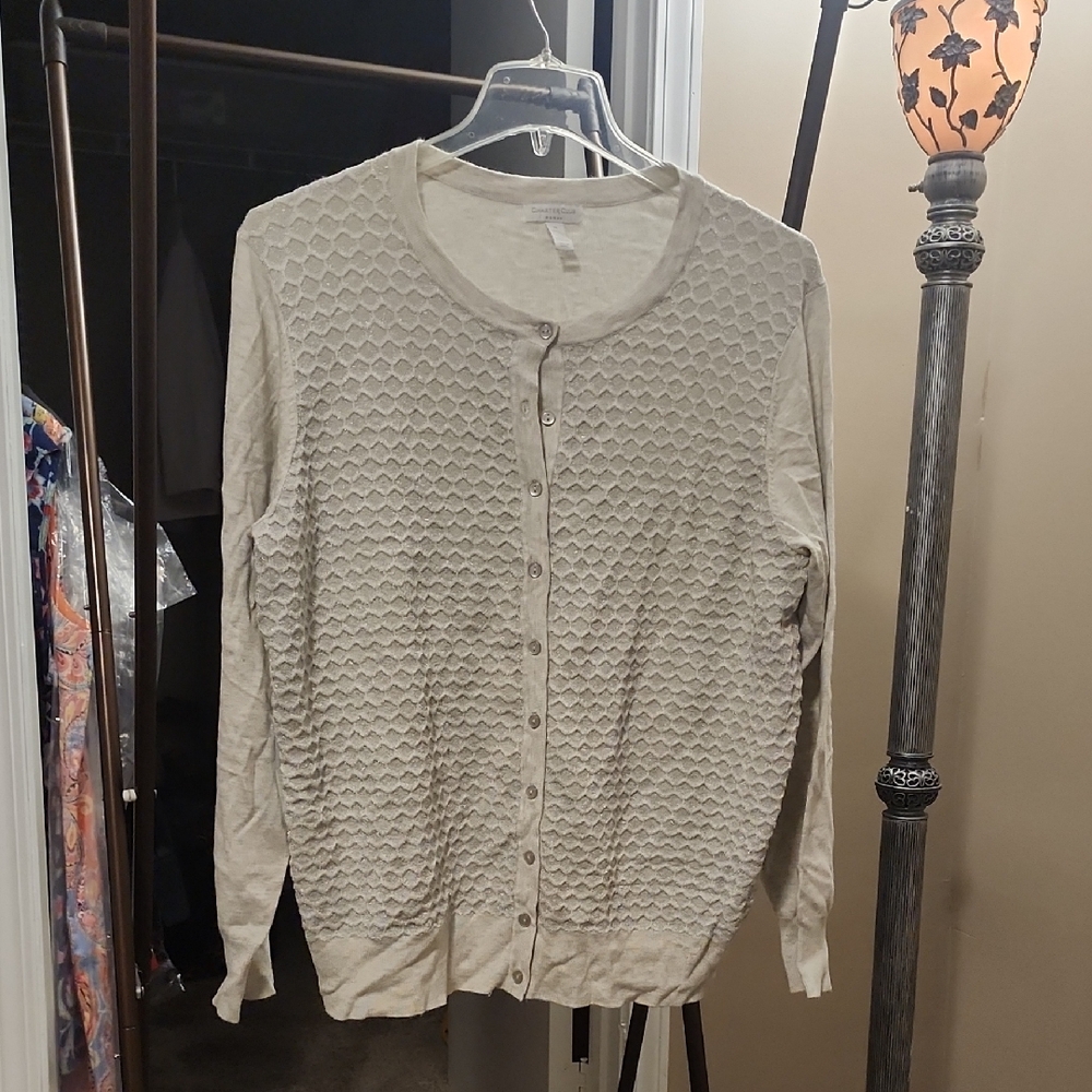 Charter Club Silver Textured Cardigan